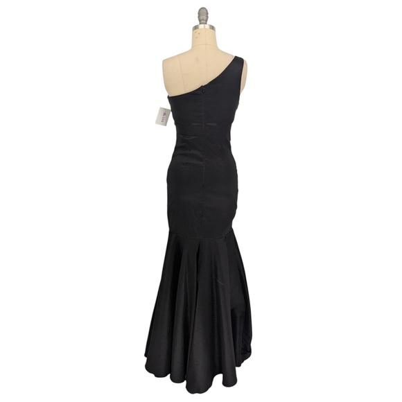 01590 Cache One Shoulder Mermaid Dress Black size 4 evening formal vintage - Picture 2 of 8